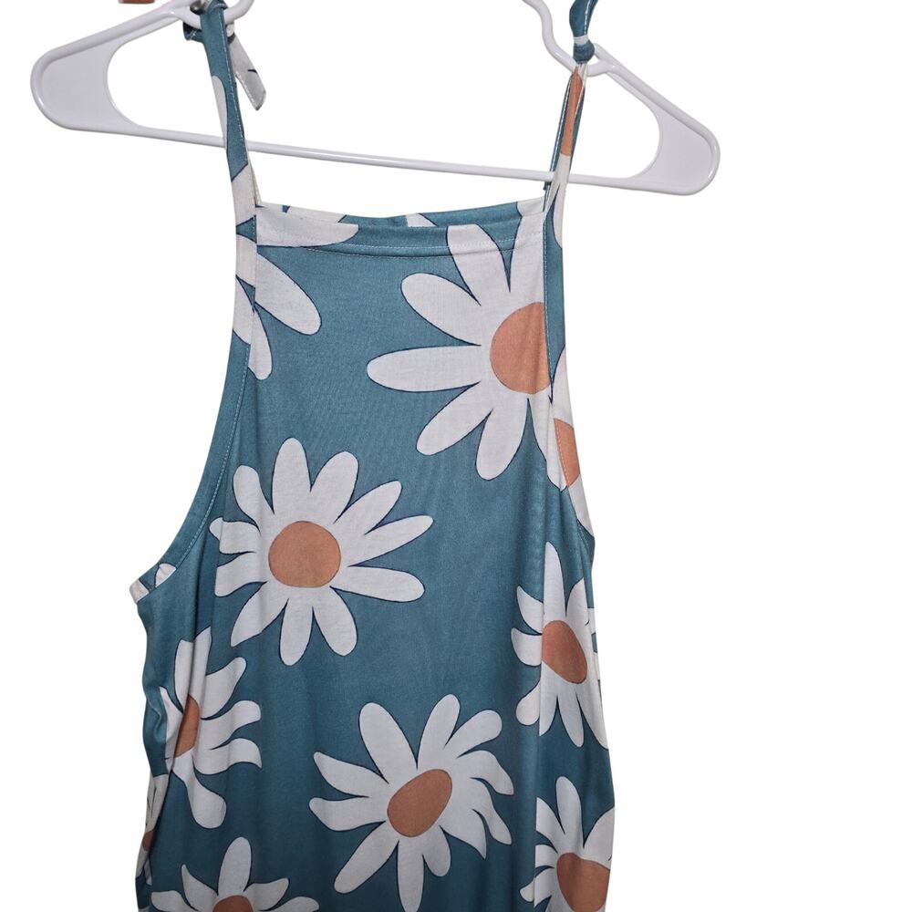 Unbranded Multicolor Floral Daisy 70s Mod Hippie Jumpsuit Wide Leg Sleeveless - Picture 3 of 7